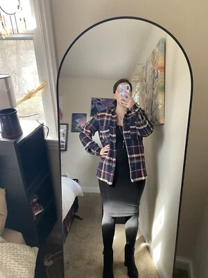 Chaqueta gabardina Zara básica azul marino a cuadros a cuadros talla XL Foto 1 de 4