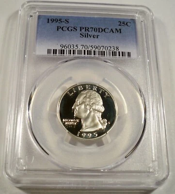 1995-S 25c SILVER PCGS PR70DCAM WASHINGTON QUARTER PROOF DEEP CAMEO PR 70 DC - Image 1 of 4