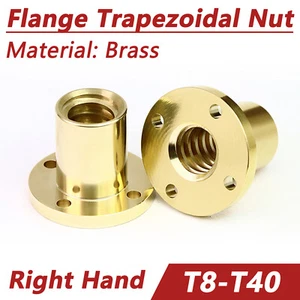 Lead Screw Nut T8/T10/T12-T40 Round Flange Trapezoidal Threaded Nut Brass Nuts - Foto 1 di 30