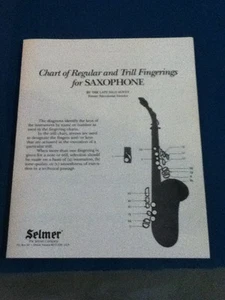 Selmer Chart of Regular and Trill Fingerings for Saxophone   - Picture 1 of 3