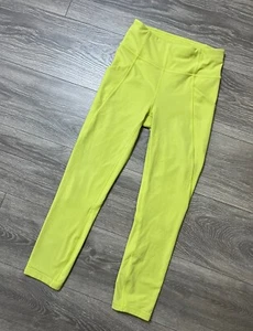 Lululemon Time To Sweat Crop 23 Lemon Vibe Neon Yellow Leggings Luxtreme sz 4 - Picture 1 of 23