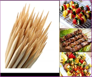 30 CM JUMBO Long BBQ BAMBOO STICKS Wooden Skewers Kebab Fruit Chocolate Fountain - Picture 1 of 3