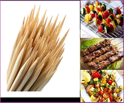 30 CM Long BBQ BAMBOO STICKS Wooden Skewers Kebab Fruit Chocolate Fountain CRAFT - Image 1 of 3