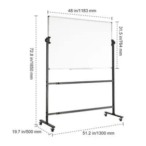 KFFKFF Mobile Double-Faced Magnetic Whiteboard, 48x32 inch, 22.93 lb - Picture 1 of 8