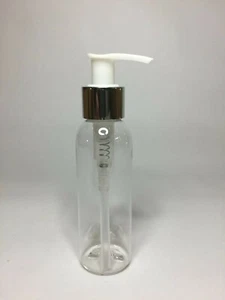 100 ml PET Kunststoff große Boston Flasche & glänzende silber/weiße Lotion Pumpe JEDE MENGE - Bild 1 von 1