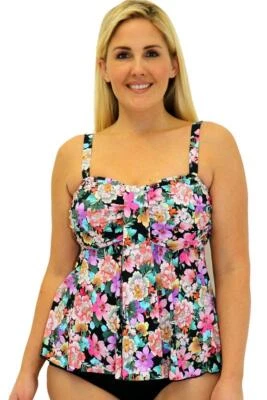 Always For Me Fit 4U Swim Love Story Coral Waterfall ESF11200 Tankini Top, 22W - Image 1 of 2