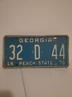 1970 Georgia PEACH STATE License Plate 32 D 44