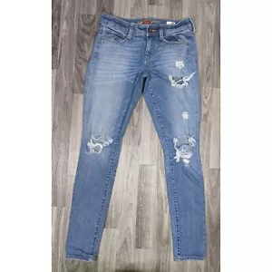 Arizona Jean Co Juniors Size 3 Super Skinny Distressed Whiskered Denim Jeans - Picture 1 of 10