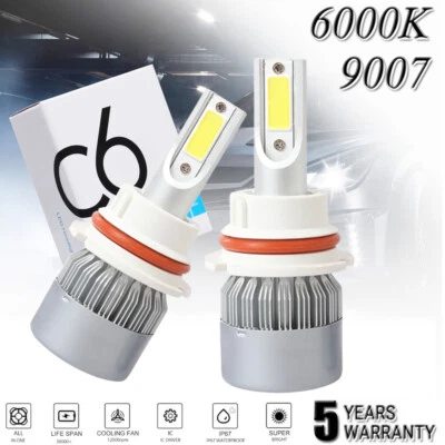 1Pair 9007 LED Headlight Bulbs Hi/Low Beam Conversion Kit 6000K Bright White NEW Foto 1 de 4