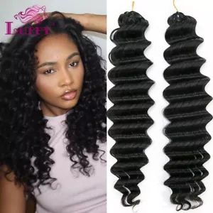 Extensiones de cabello humano plumas pre-separadas sin nudos de ganchillo de onda profunda - Imagen 1 de 13