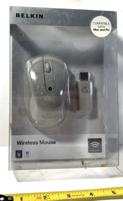 Belkin Wireless Notebook Laptop Comfort Optical Mouse grey - Image 1 of 4