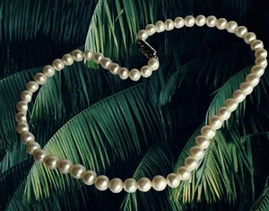 Soft White Cultured Pearl Necklace Box Clasp 9-7mm Graduated 19”+ Long New Oth - Picture 1 of 3