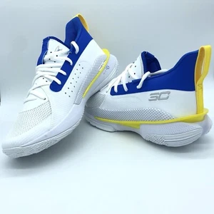 Under Armour Curry 7 'Dub Nation' White Blue Yellow 3023300-106 Men sizes 8-13 - Picture 1 of 10
