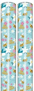 6m Papel de Envoltura de Regalo Floral 2x3m Rollo Verde con Rosa Naranja Azul Flor y Abeja - Imagen 1 de 2