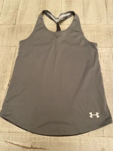 Under Armour Tank Top Adult Small Gray Heatgear Loose Fit Racer Back Womens - Picture 1 of 2