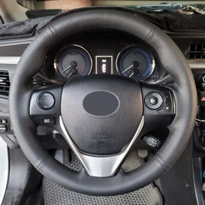 Steering Wheel Leather Cover Wrap For Toyota RAV4 Corolla iM Auris Scion Black - Picture 1 of 8