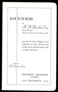 Restaurante Trocadero Federaciones de Agricultores en el Extranjero Menú Firmado R Yodale 1955 - Imagen 1 de 3