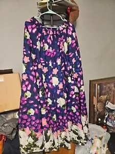 Damen Mix Nouveau Full Long Maxi Rock XL blau rosa lila geblümt - Bild 1 von 4