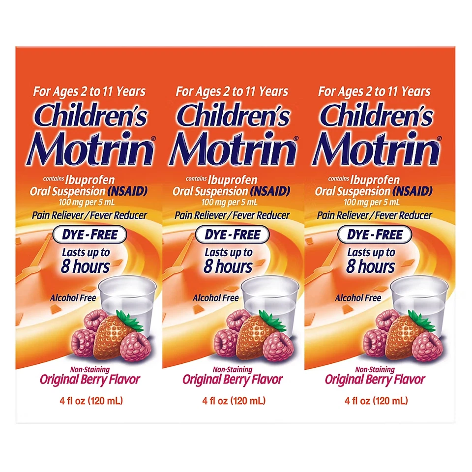 Niños Motrin Ibuprofeno Niños Medicina Sabor Baya 3 x 4 fl oz SIN ENVÍO A CA Foto 1 de 3