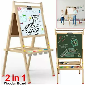 2 in 1 Kinder Staffelei Holz Tafel Whiteboard Kinder Zeichnen Kunst Kreidetafel - Bild 1 von 6