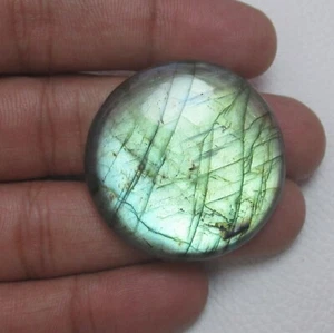 Natural Labradorite Cabochon Round 83.60 Ct Flat back Loose Gemstone H 8659 - Picture 1 of 5