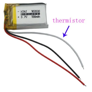 Batería Li 3.7V 500mAh 1.85Wh 902030 Termistor NTC 3 Cables para Bluetooth GPS - Imagen 1 de 3