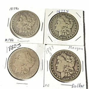 1879 S 1879 S 1882 S 1897 S AU MORGAN SILVER DOLLAR $1 COIN - Picture 1 of 3