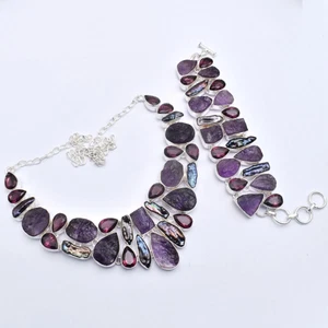 Amethyst Biwa Pearl Handmade Necklace+Bracelet Jewelry 147 Gms LB-85 - Picture 1 of 1