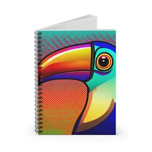 Spiral Notizbuch linierte Linie Tukan Gesicht in Pop Art Farben Design 7, Geschenk - Bild 1 von 6