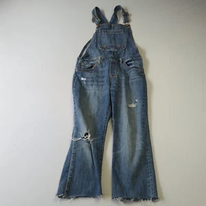 Gap Denim Girls XL Kids Blue Overalls Cropped Jean One Piece Romper Distressed - Picture 1 of 11