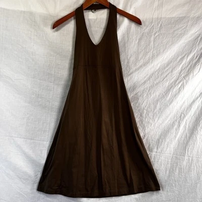 Patagonia Dress Women Morning Glory Brown Stretch Halter Neck Tie Back Active XS - Image 1 of 4