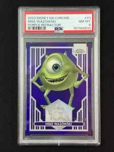 2023 Topps Chrome Disney 100 Mike Wazowski #43 Purple Refractor /299 PSA 8 - Picture 1 of 2