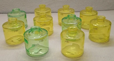 Runde Glasvasen im 3er-Set Gelb Grün Weiß Set wählbar Vintage Deko Flaschenvasen - Bild 1 von 4