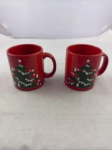 Waechtersbach Weihnachtsbaum rot Tassen West Germany Vintage 2er Set Dbl. Sided - Bild 1 von 5