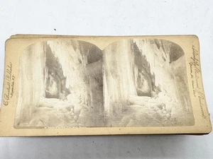 ANTIQUE STEREOVIEW NIAGARA FALLS CAVE OF THE WINDS INTERIOR ICY C BIESSTADT - Picture 1 of 8