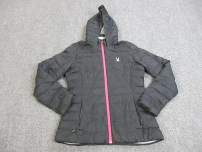 Chaqueta Spyder Mujer Mediana Negra Con Capucha Aislada Acolchada Cremallera Completa Estilo 187322 Foto 1 de 4