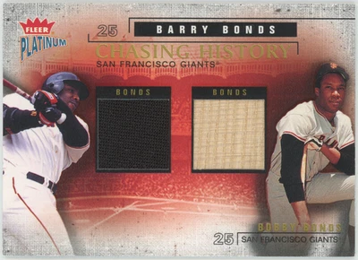 Tarjeta de murciélago jersey usada Fleer Platinum 2003 Barry Bonds Bobby Bonds #BB-BB 30265 Foto 1 de 3