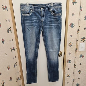 Miss Me Brand Men's Size 34 Blue Jeans, Embellishments, Distressed - Picture 1 of 5