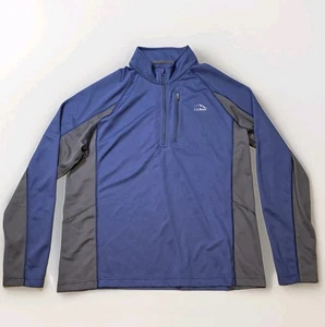 Pullover para Hombres LL Bean Performance Cuarto Cremallera Grande Regular Azul Real y Gris - Imagen 1 de 9