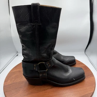 FRYE 12R Arnés Botas de Cuero Negro Envejecido Vaquero Hechas en EE. UU. Para Mujer 9.5M Foto 1 de 4