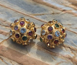 Pendientes de Colección H. Stern Oro 18K Multi Piedras Preciosas Sputnik Cúpula Orbe Clip MCM 7.7gm - Imagen 1 de 16