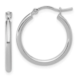 10K White Gold Polished Hinged Hoop Earrings 1.12gm L-20 mm, W-20 mm for Mom - Picture 1 of 5
