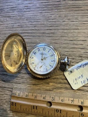 Estuche doble cazador American Waltham 15 joyas oro 14k; funcionando Foto 1 de 4