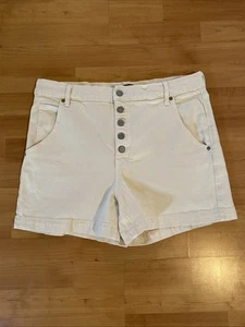 Banana Republic Größe 32/12 Ecru Elfenbein Knopfleiste 4" hoher Bund Shorts Damen - Bild 1 von 10