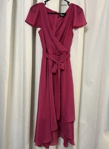DKNY Women’s Flutter Sleeve Faux Wrap Midi Dress Size 8 NWOT - Picture 1 of 8