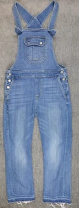 Women's 7 For All Mankind Cropped Ankle Denim Jeans Overalls Small Fade Fray - Picture 1 of 11