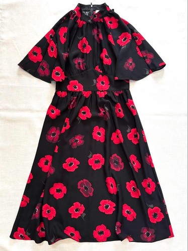 Abito lungo Kate Spade Ooh La La Poppy floreale manica svasata taglia 6 XL usato quasi