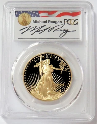 1991 W GOLD REGAN LEGACY $50 AMERICAN EAGLE 1oz PCGS PR 69 DCAM - Image 1 of 2