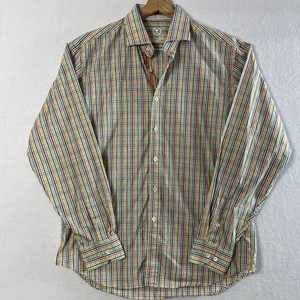Bugatchi Uomo Classic Fit Shirt Colorful Check Themed Flip Cuffs Mens Large - Picture 1 of 11
