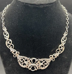 Carolyn Pollack Relios Sterling Silver 925 Scroll Filigree Choker Necklace NWOT - Picture 1 of 8